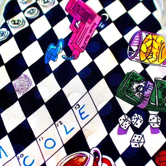 NICOLE MILLER MENS TIE 1991 VINTAGE "CROSSWORD PUZZLE" SILK WHIMSICAL - Picture 3 of 8